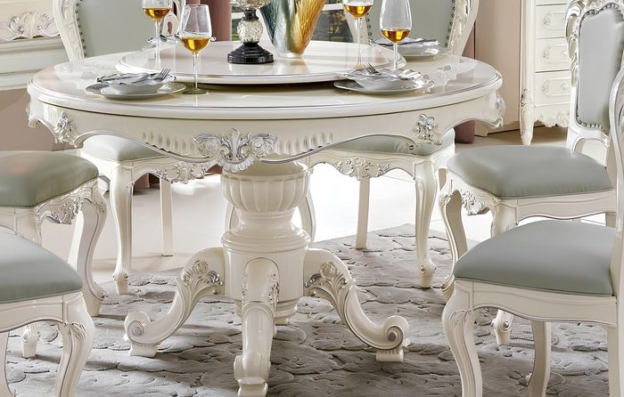 Klassische Barock Esszimmer Möbel Essgarnitur Lehnstuhl Tisch Gruppe 7tlg. Set