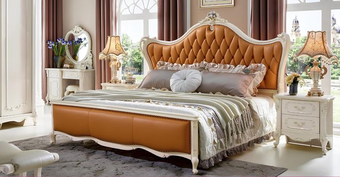 Design Schlafzimmer Lederbett 3tlg. Set 2x Nachttisch Betten Luxus Möbel Konsole