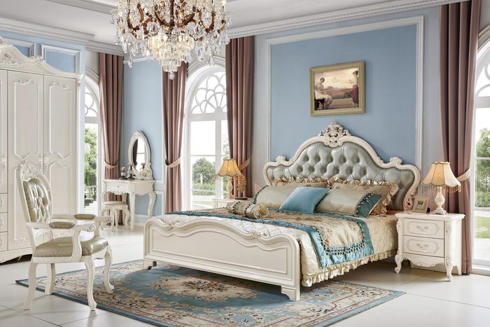 Bett Nachttisch Kleiderschrank 7 tlg. Schlafzimmer Set Design Luxus Schlafzimmer