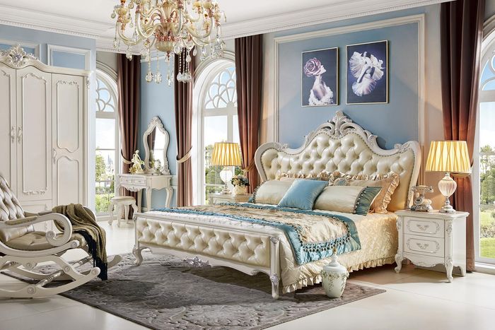 Design Schlafzimmer 6 tlg. Komplett Set Bett Nachttisch Schminktisch Möbel Neu