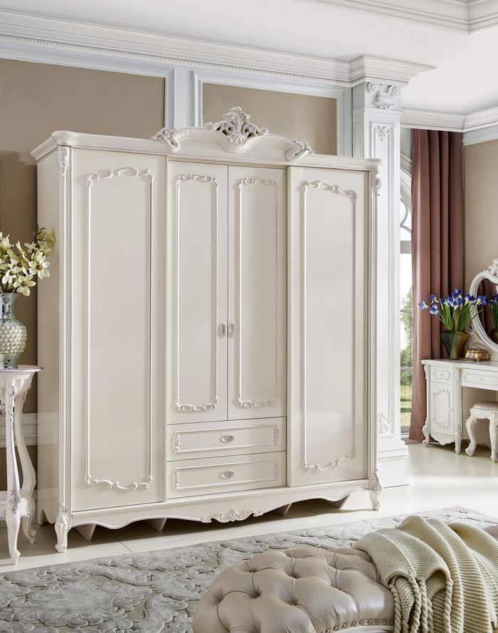 Klassischer Antik Stil Kleiderschrank Schrank Echtholz Garderobe Schränke Barock