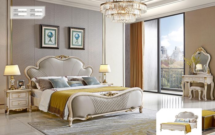 Luxus Schlafzimmer Set Bett 2x Nachttisch Schminktisch Designer Möbel neu 5tlg.