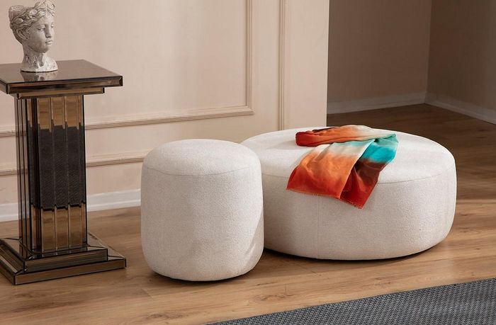 Luxus Polster Hocker Rundhocker Sitzmöbel Designer Stilvolle Möbel