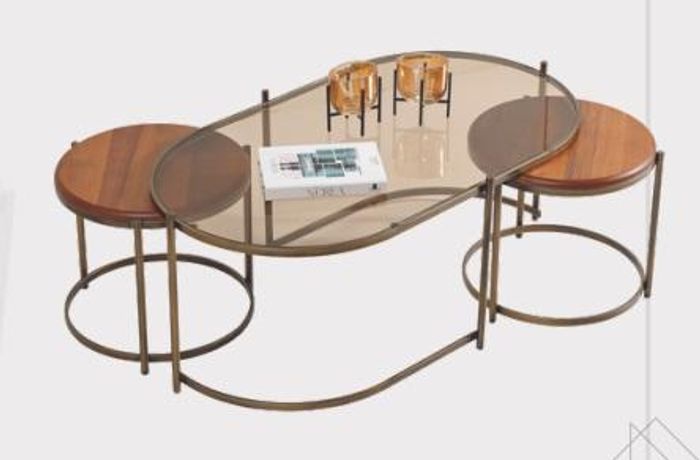 Luxuriöser 3-teiliger Couchtisch Wohnzimmer Glastisch Exklusiver Tisch