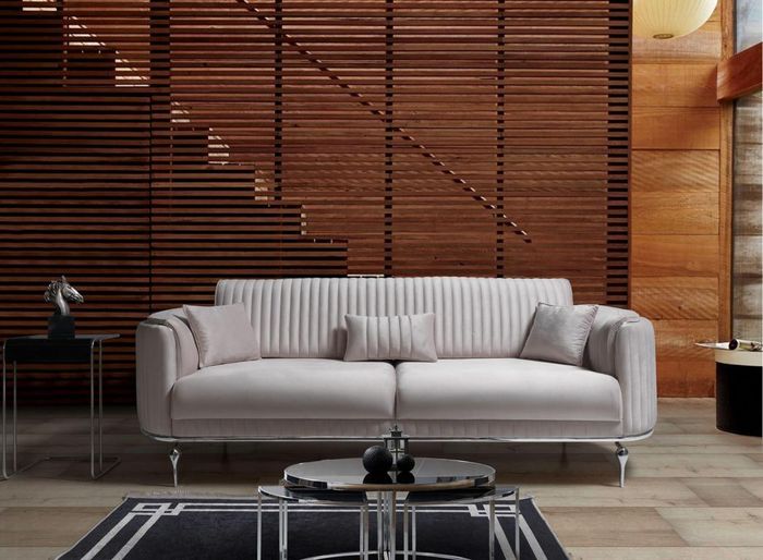 Weiß Sofa 3 Sitzer Wohnzimmer Möbel Textil Sofas Couch Modern Dreisitzer