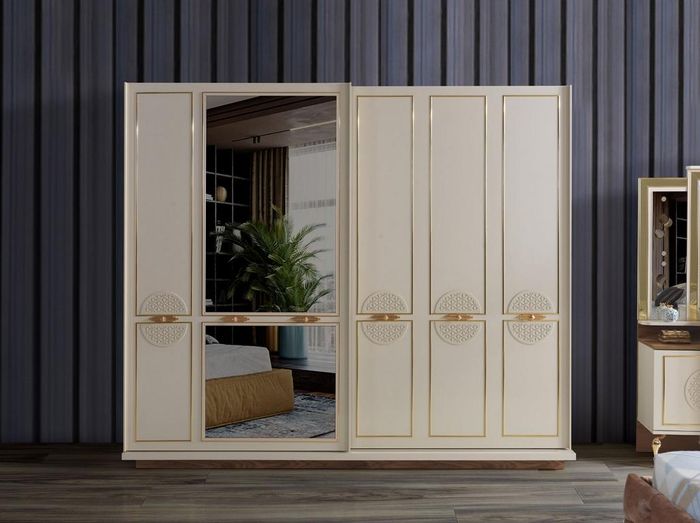 Schlafzimmer Kleiderschrank Luxus Holz Modern Design Möbel Weiß Neu