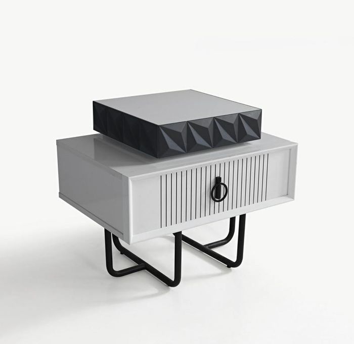 Schlafzimmer Nachttisch Möbel Luxus Modern Grau Neu Design Holz Metall