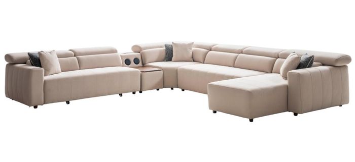Ecksofa Stoff U-Form Bettfunktion Couch Design Polster Textil Eck Modern