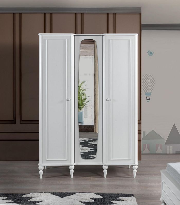 Kleiderschrank mit Spiegel Moderne Weiße Schlafzimmer Schrank Schränke
