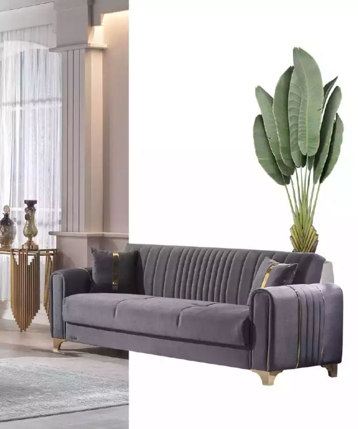 Grauer Dreisitzer Luxus 3-Sitzer Couch Polstersofas Wohnzimmer Möbel