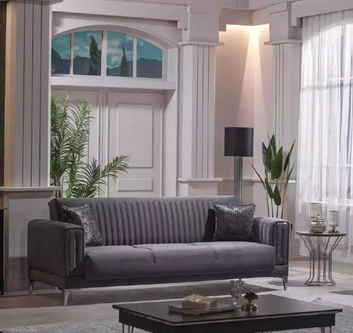Graues Sofa Wohnzimmer Dreisitzer Samtsofas 3-Sitzer Couchen Luxus Möbel