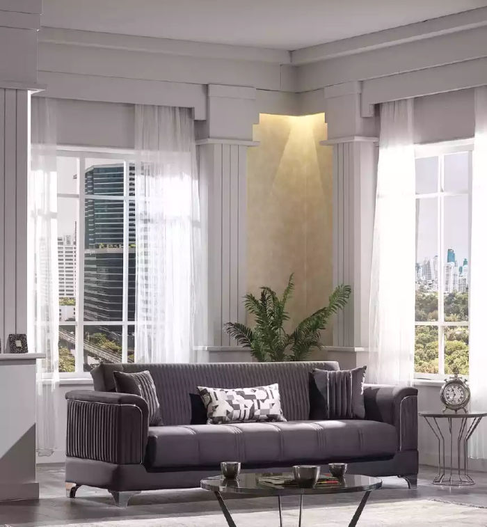 Graues Sofa Luxus 3-Sitzer Couch Wohnzimmer Möbel Polster Couchen Sofas