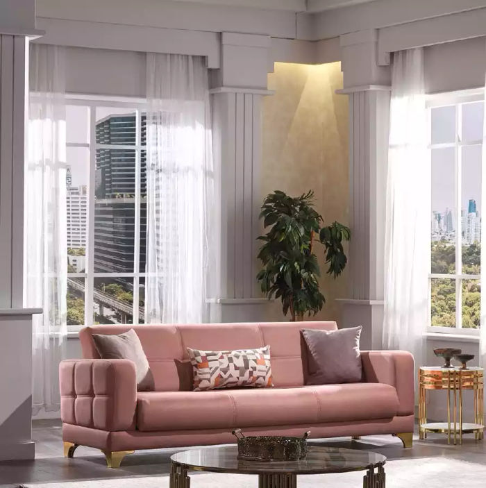 Rosa Dreisitzer Sofa 3-Sitzer Couch Wohnzimmer Sitzmöbel Designer Sofas