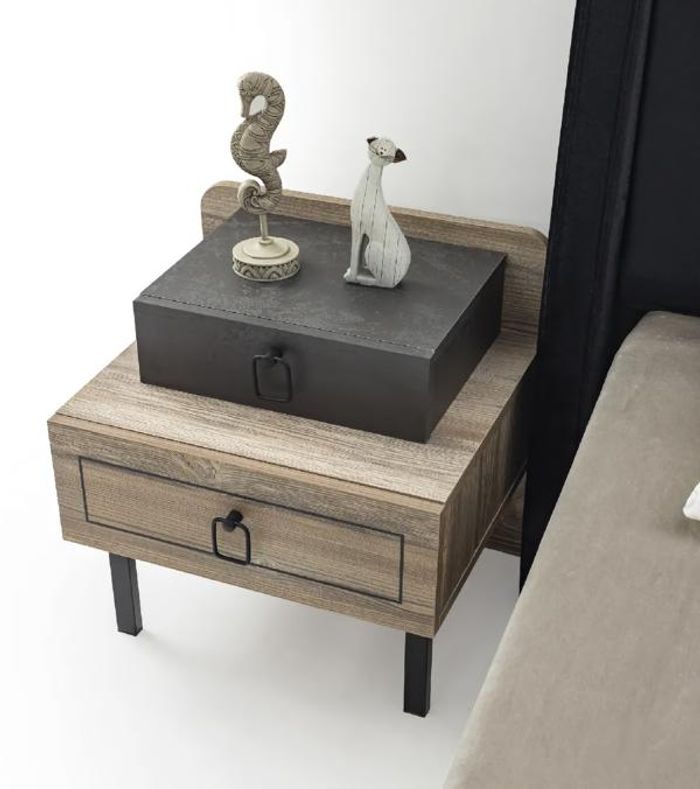 Nachttisch Holz Schublade Schwarz Stilvolles Design Kinderzimmer Möbel Modern