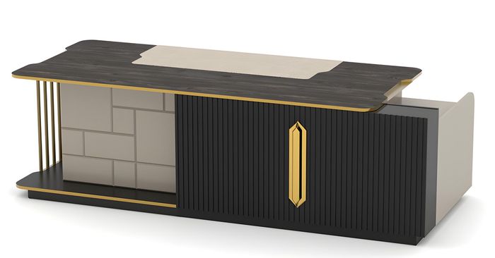 Schreibtisch Bürotisch Computertisch Arbeitszimmer Büromöbel Schwarz Gold