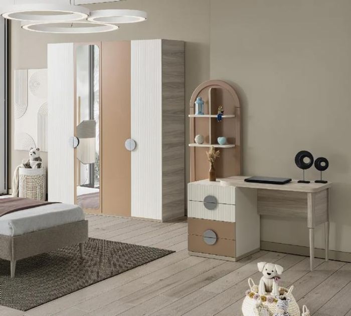 Kinderzimmer Set Elegant Kleiderschrank Passender Schreibtisch Modernes Design