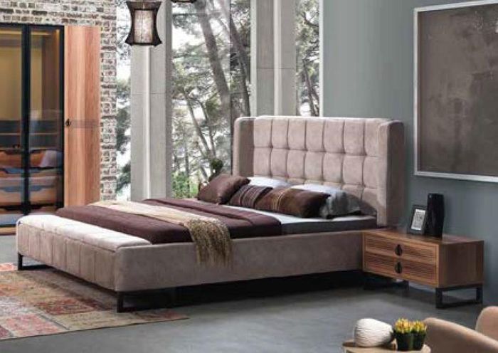 Bett Doppelbett Betten Möbel Einrichtung Schlafzimmer Design Stoff Textil Ehe