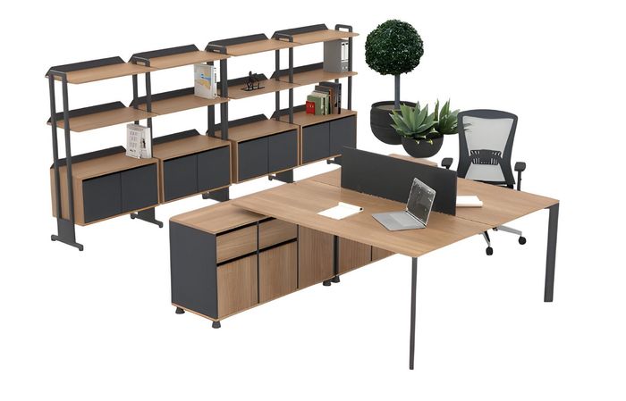 Doppelarbeitsplatz Büroschrank Kommoden Workstation Arbeitszimmer Set