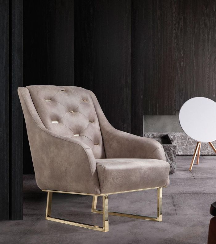 Sessel Textil Wohnzimmer Lounge Luxus Design Möbel Stühle Moderner Chesterfield