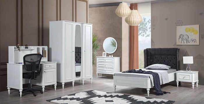 Schlafzimmer Bett Nachttisch Kleiderschrank Kommode Spiegel Neu Luxus Set 6tlg