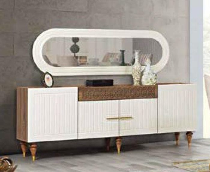 Kommode Schubladen Holz Sideboard Spiegel Massiv Kommoden Wohnzimmer Sidebaords