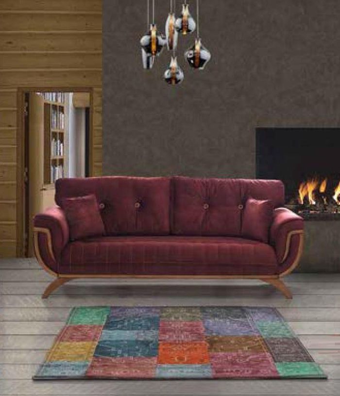 Luxus Dreisitzer Moderne Couch Möbel Rote Couchen Sofas Stoff Textil Polster