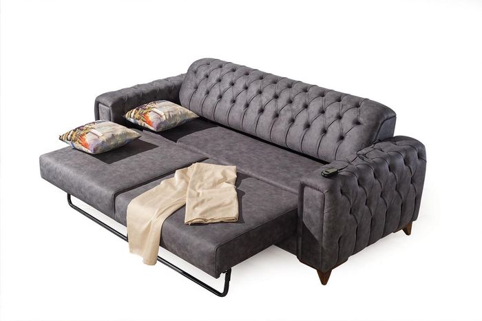 Dreisitzer Sofa 3 Sitzer Sofa Sofas Sessel Stoff Couch Möbel Textil Farbe Grau