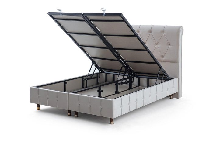 Weißes Chesterfield Bett Schlafzimmer Einfarbiges Doppelbett Bettgestell
