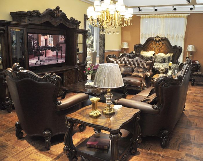 Sofa Set 3+2+1 Seater Sofa Couch Leather Set Couches Set Wood Baroque Rococo