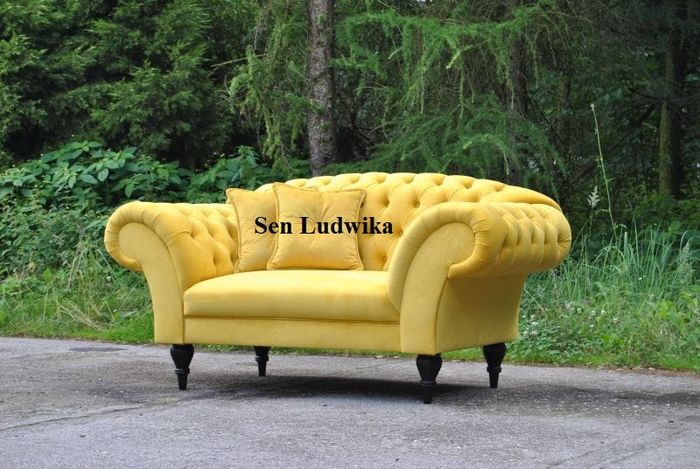Two Seater Couch Chesterfield Upholstered Textile Velvet Couch Living Room New