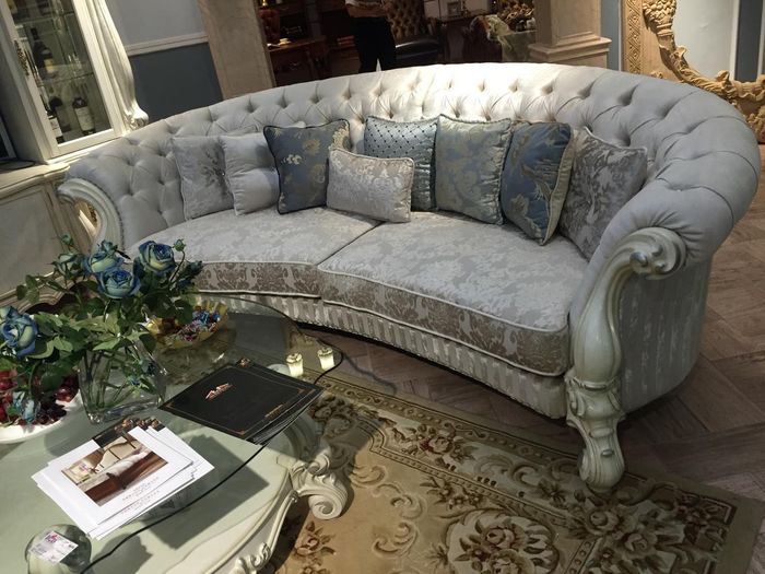 Classic Four Seater Living Room Couch Textile Baroque Rococo Luxury Sofa Couches