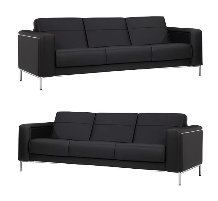 Sofa 3-Sitzer Polster Designer Couchen 2x Sofas 3-Sitzer Leder Garnitur
