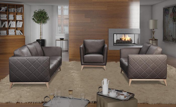 Sofa Set Seats Leather Couch Upholstery Black Colour Wood Frame Living Area New