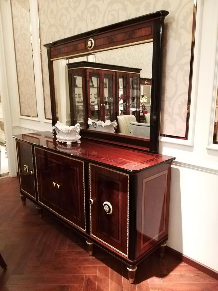 Edle Design Konsole Holz Sideboard Spiegel Anrichte Schrank 2tlg. Konsolentisch