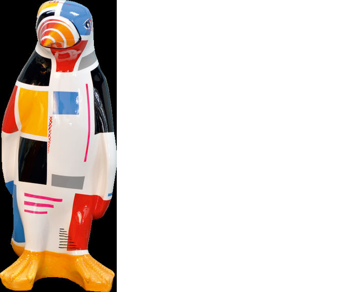 XXL Designer Figur Handarbeit Bemalt Figuren Skulptur Statue Skulpturen Pinguin