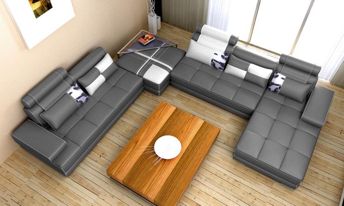 Sofa U-Shape Modern Style Designer Living Area Upholstered Corner Set Couch New