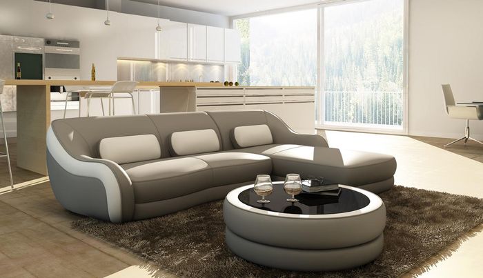 (Repeat) Ledersofa Ecksofa Polster Eck Couch Sitz Eck L Form Garnitur Sofa Neu