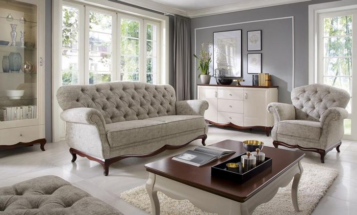 Wohnzimmer Komplett 4tlg Sofas Set 3+1 Sofagarnitur Sideboard Möbel Couchtisch