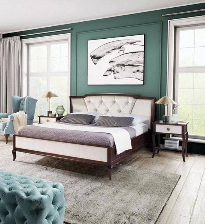 Luxuriöses Schlafzimmer Set Bett Komplett 2х Nachttische Stilvoller Holzmöbel