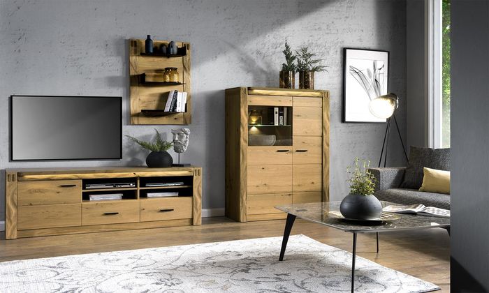 Modernes Design Wohn Wand Wohnzimmer Sideboard RTV Regal Vitrine 3tlg. Schränke