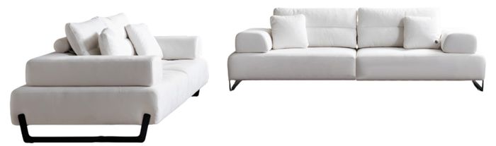 Weiße Sofagarnitur Exklusiver 4-Sitzer Designer 3-Sitzer Metallfüße