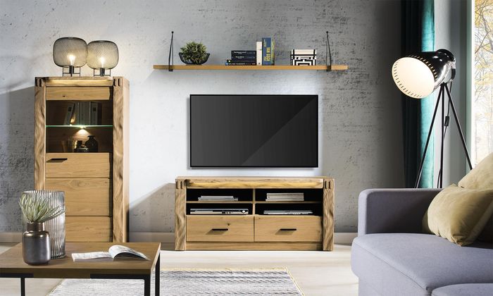 Wohn Wand Wohnzimmer Vitrine Kommode Regal 3tlg. Set Regale Schränke Schrank Neu