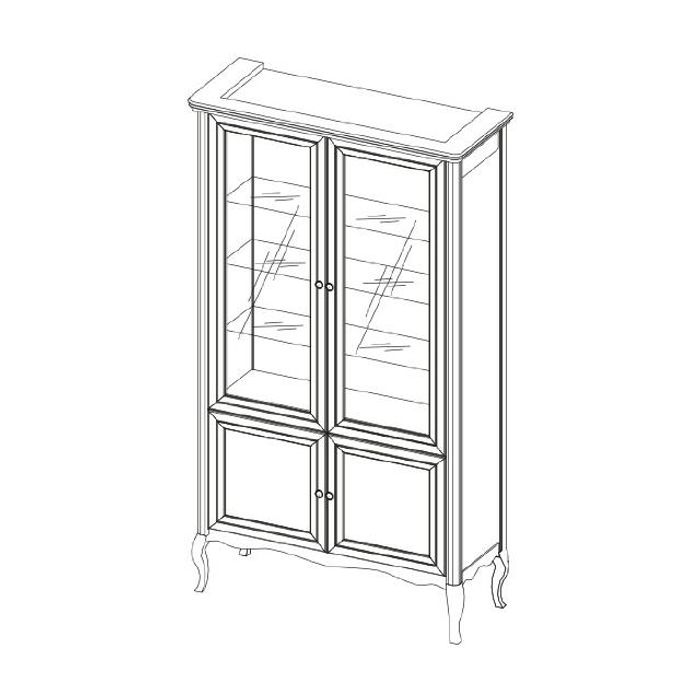 Schrank Klassische Vitrine Vitrinenschrank Massivholz Echtholz - Model PR-W2