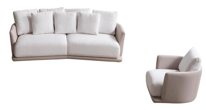 Luxuriöses Wohnzimmer-Set Weißer 3-Sitzer Designer Relaxsessel 2tlg