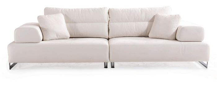 Weißes Stoffsofa Designer Wohnzimmer Viersitzer Polstercouchen