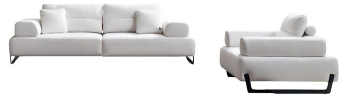 Elegantes Weißes Sofa-Set Designer 4-Sitzer Polstersessel Metallfüße