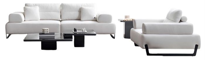 Exklusive Weiße Sofagarnitur Designer 4-Sitzer Moderner Sessel Tisch