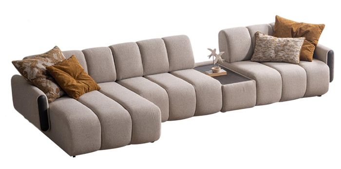 Designer Beige L-Form Couch Polster Ecksofa Wohnzimmer Couchen