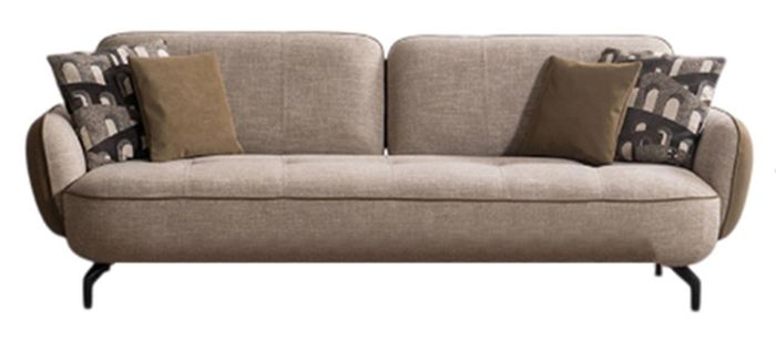Exklusive Wohnzimmer 3-Sitzer Couch Edle Metallfüße Designer Kissen