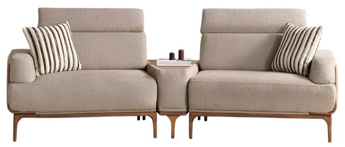 Komfortabler Beiger 2-Sitzer Elegante Wohnzimmer Polstercouch 2-er